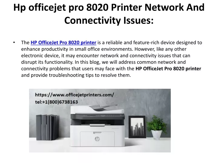 hp officejet pro 8020 printer network and connectivity issues