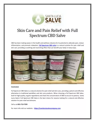 Skin Care and Pain Relief with Full Spectrum CBD Salve