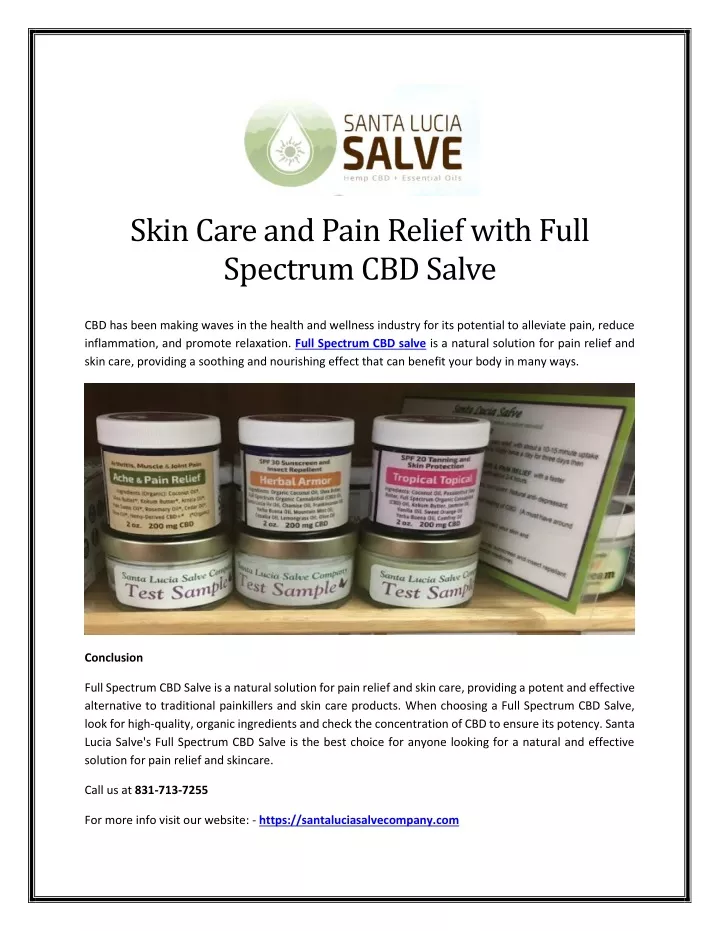 skin care and pain relief with full spectrum