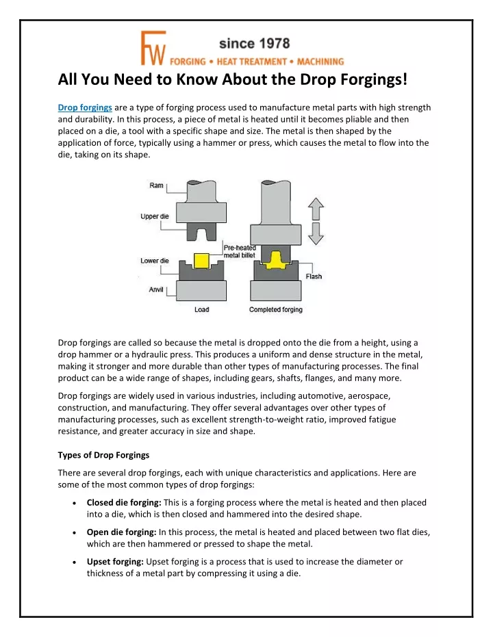 all you need to know about the drop forgings drop