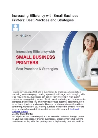 Increasing Efficiency with Small Business Printers Best Practices and Strategies