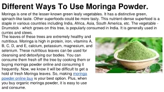 different ways to use moringa powder