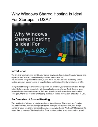 why windows shared hosting is ideal for startups