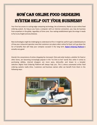 How can online food ordering system help out your business?