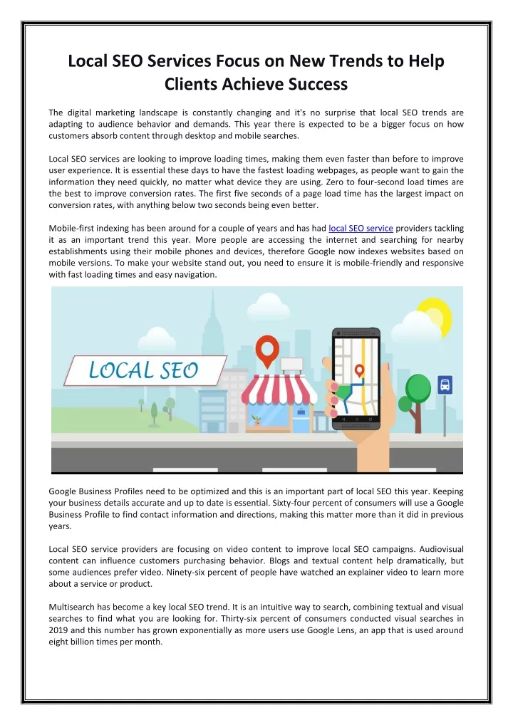 local seo services focus on new trends to help