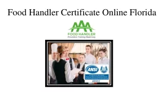 Food Handler Certificate Online Florida