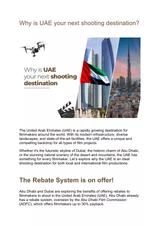 Why is UAE your next shooting destination