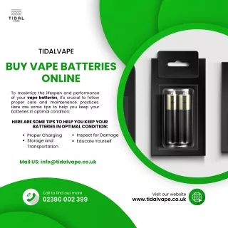 Buy Vape Batteries Online @ TidalVape - Unlocking a World of Quality and Convenience