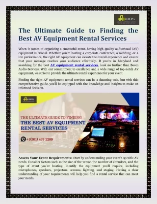 The Ultimate Guide to Finding the Best AV Equipment Rental Services