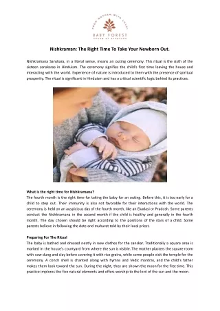 Nishkraman: The Right Time To Take Your Newborn Out - Baby Forest