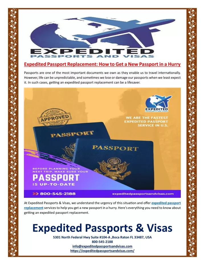 expedited passport replacement