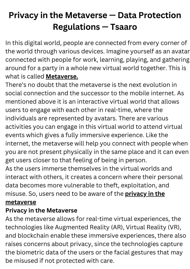 privacy in the metaverse data protection