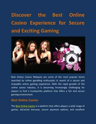 Discover the Best Online Casino Experience for Secure and Exciting Gaming