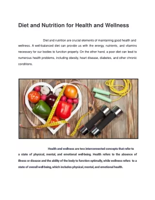 diet and nutrition for health and wellness. (1)
