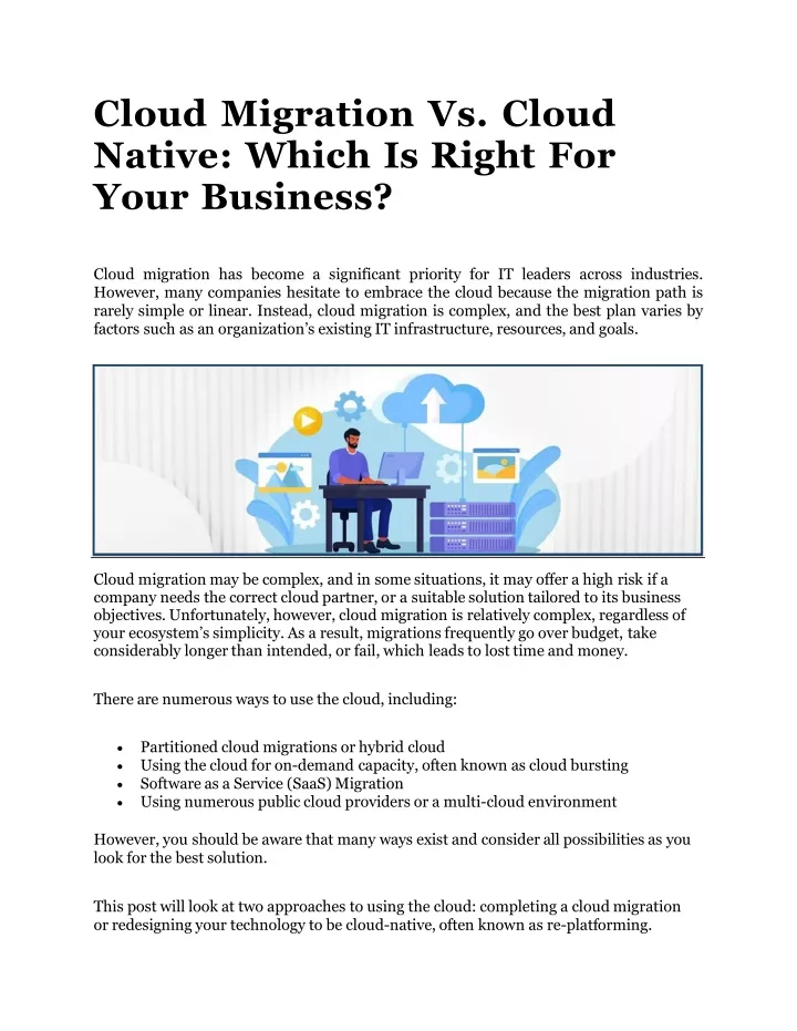 cloud migration vs cloud native which is right for your business