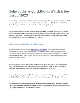 zoho books vs quickbooks which is the best of 2023