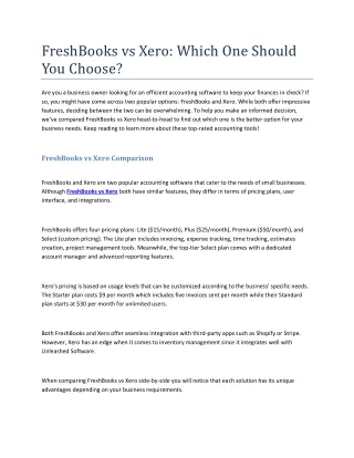 freshbooks vs xero which one should you choose
