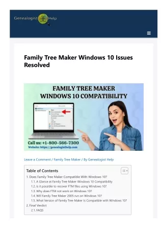 Family Tree Maker Windows 10 Compatibility Issues