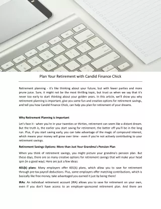 Plan Your Retirement with Candid Finance Chick