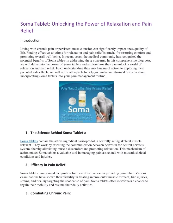 soma tablet unlocking the power of relaxation