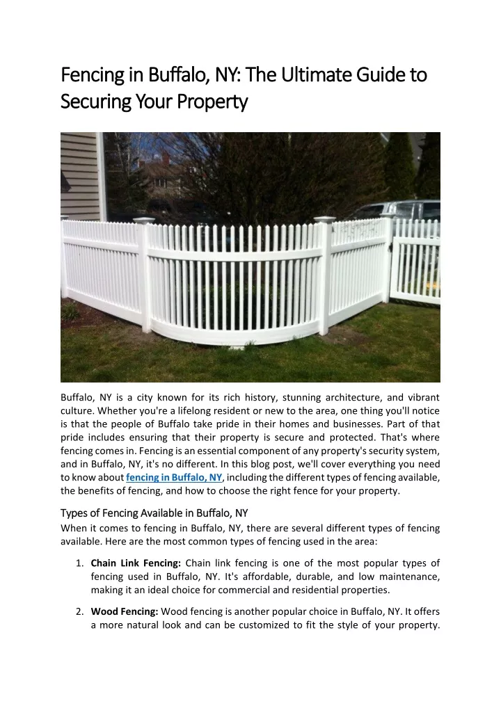 fencing in buffalo ny the ultimate guide