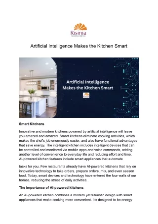 Artificial Intelligence Makes the Kitchen Smart