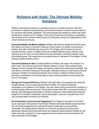 rollators with seats the ultimate mobility