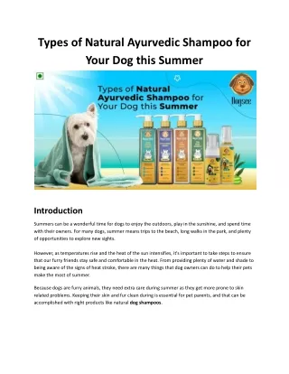 Types of Natural Ayurvedic Shampoo for Your Dog this Summer - Dogsee