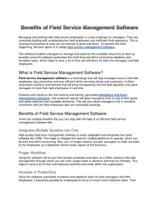 Benefits of Field Service Management Software