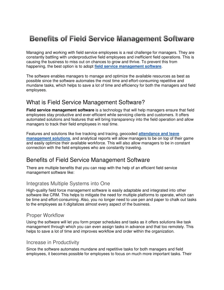 managing and working with field service employees