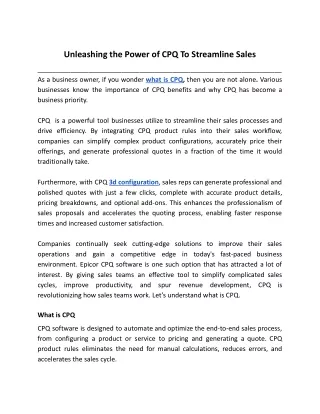 Unleashing the Power of CPQ To Streamline Sales
