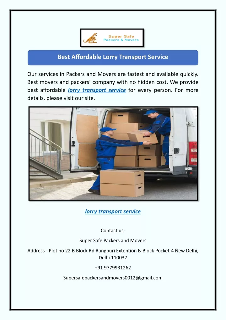 best affordable lorry transport service