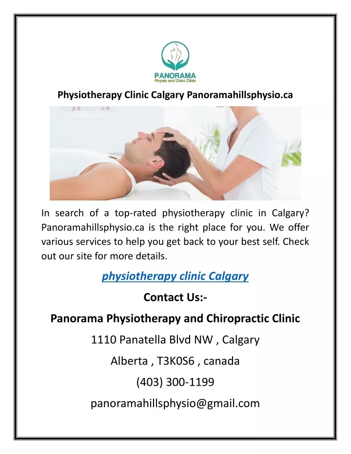 physiotherapy clinic calgary panoramahillsphysio