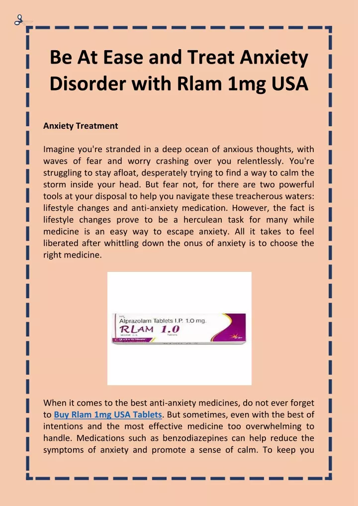 be at ease and treat anxiety disorder with rlam