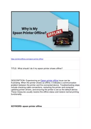 https printersofflines com epson printer offline
