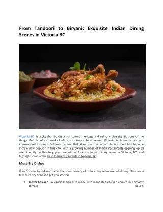 From Tandoori to Biryani Exquisite Indian Dining Scenes in Victoria BC