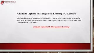 Graduate Diploma of Management Learning  Asia.edu.au