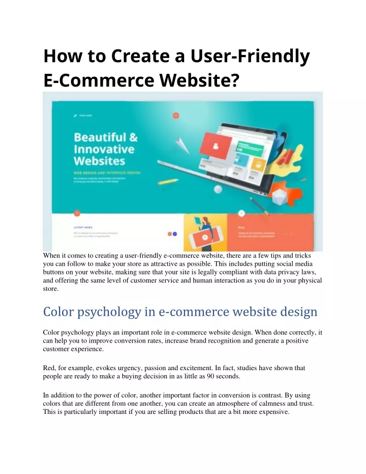 how to create a user friendly e commerce website