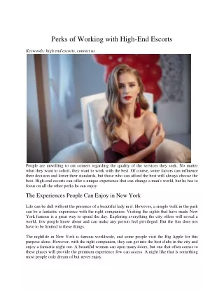 perks of working with high end escorts