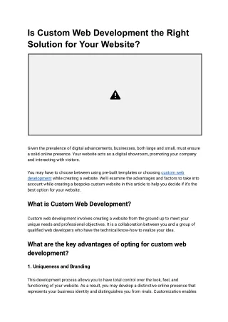 Is Custom Web Development the Right Solution for Your Website