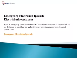 Emergency Electrician Ipswich  Electricianinessex.com