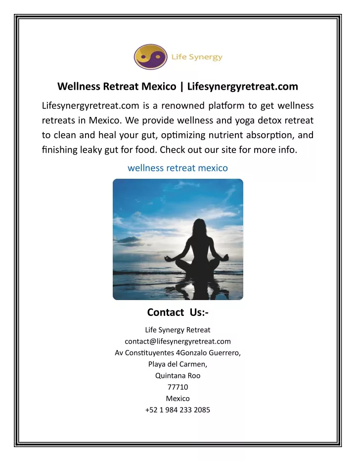 wellness retreat mexico lifesynergyretreat com