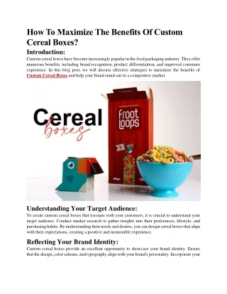 How To Maximize The Benefits Of Custom Cereal Boxes