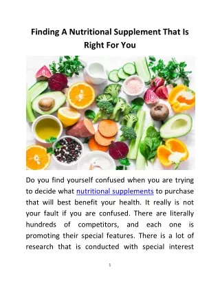 finding a nutritional supplement that is right