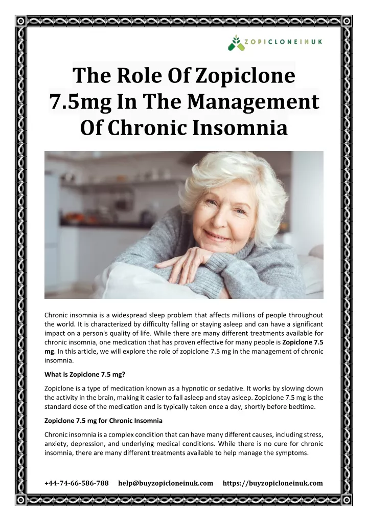 the role of zopiclone 7 5mg in the management