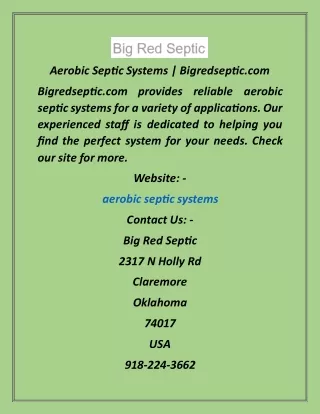 aerobic septic systems bigredseptic com