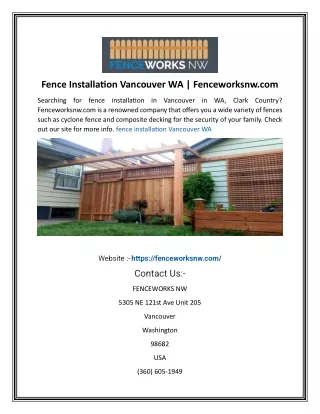 fence installation vancouver wa fenceworksnw com