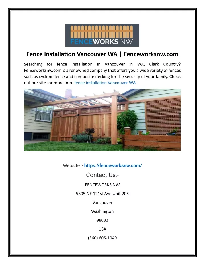 fence installation vancouver wa fenceworksnw com