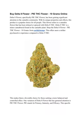 Buy Delta 8 Flower - PIE THC Flower - 10 Grams Online