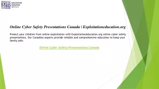 Online Cyber Safety Presentations Canada  Exploitationeducation.org